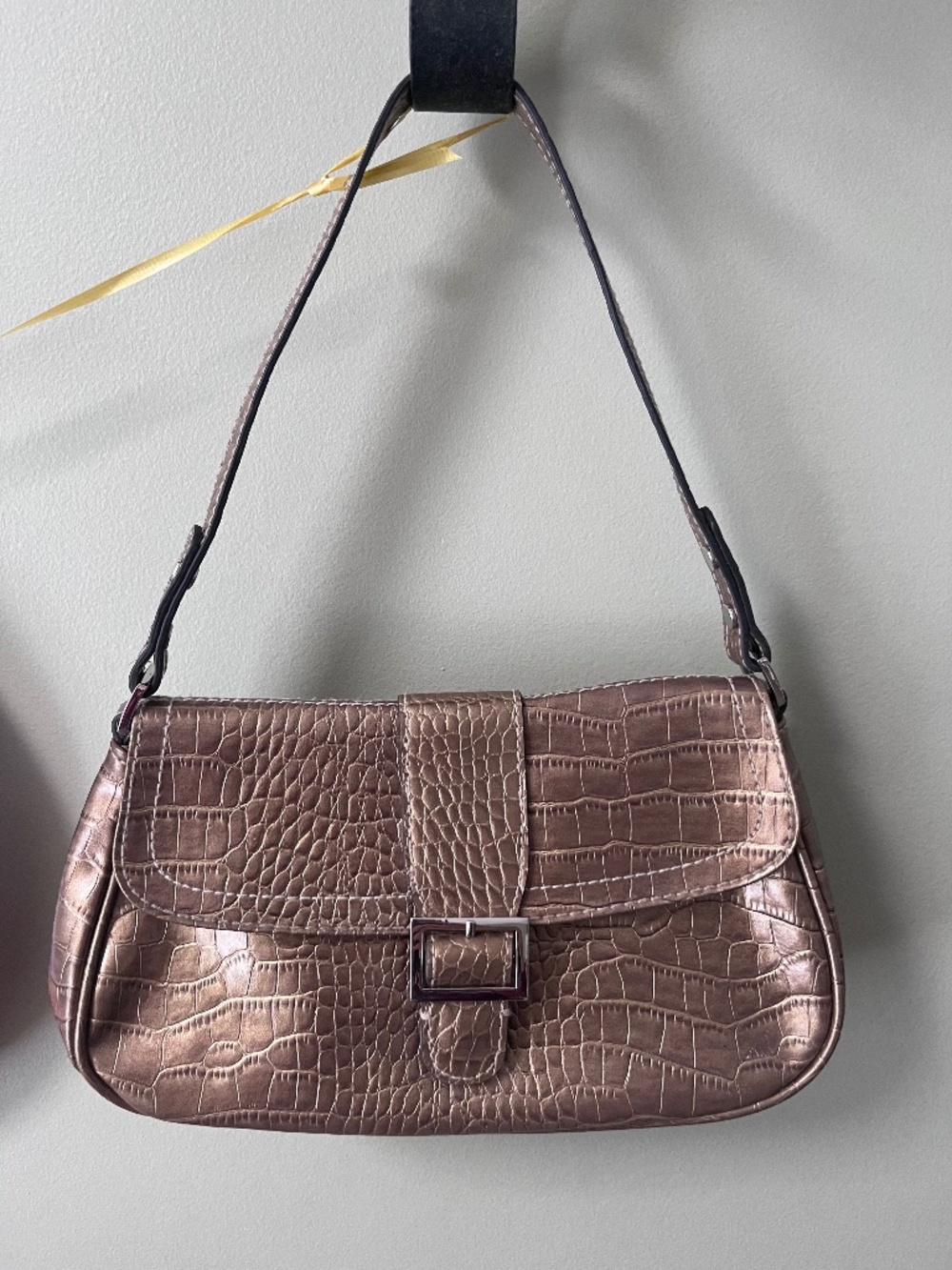 Vintage Y2K Crazy Horse/Liz Clairborne Bronze Metallic Faux Alligator Bag